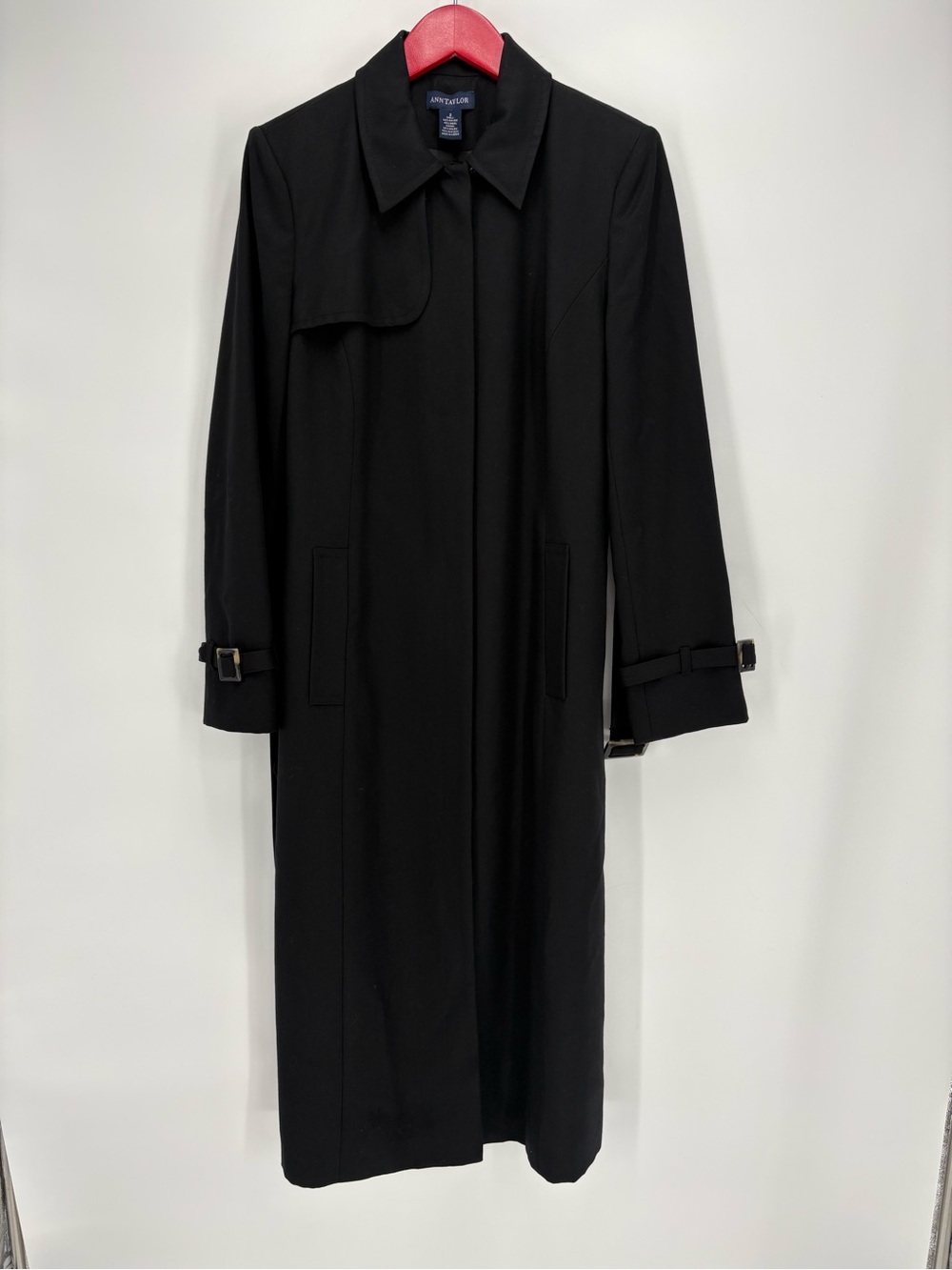 🔗 Ann Taylor wool blend Black Long Trench Coat